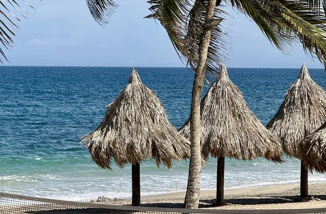 Tumbonas de un club de playa frente al mar